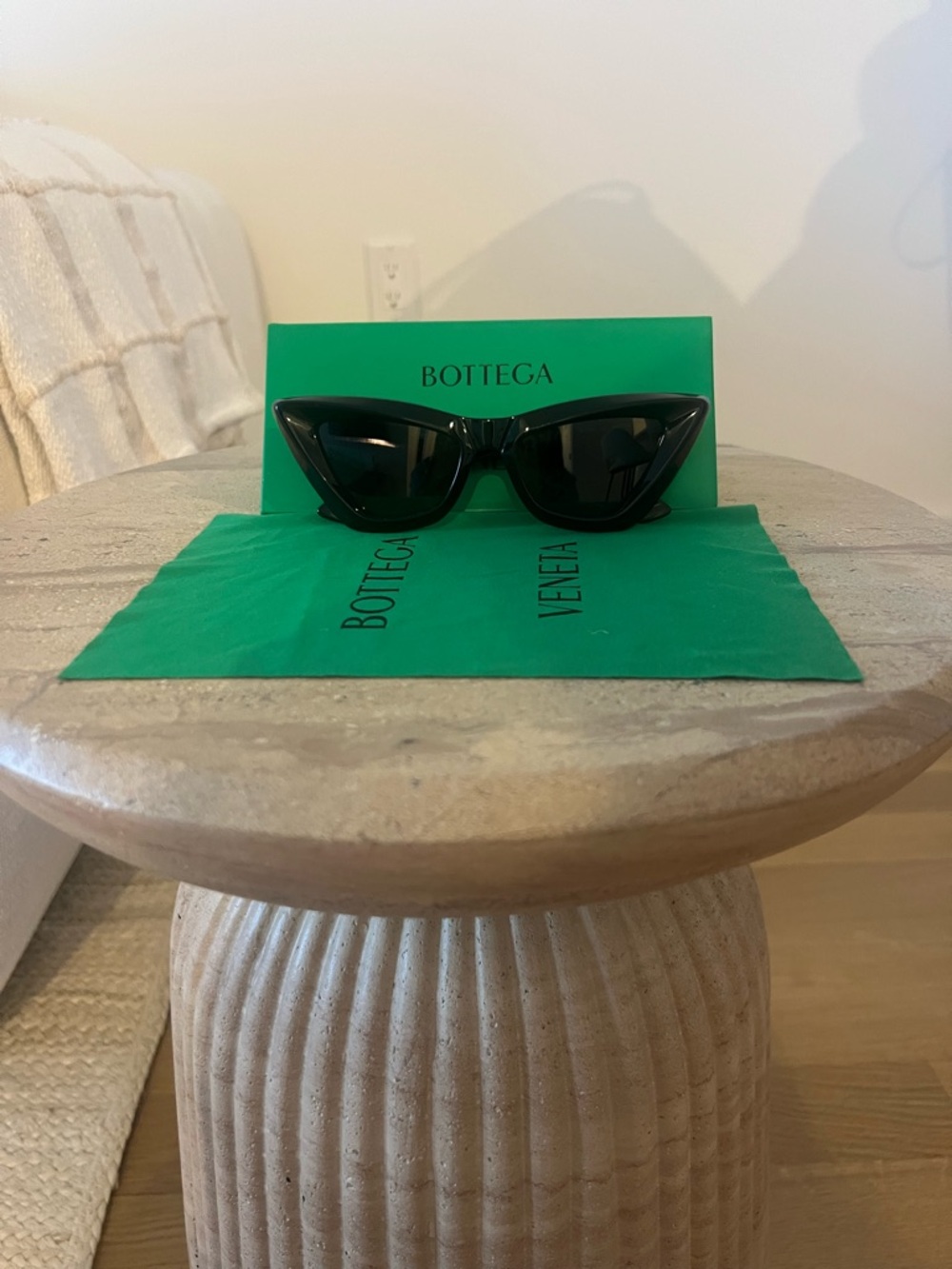 Bottega Veneta Black Gloss Cat-Eye Sunglasses